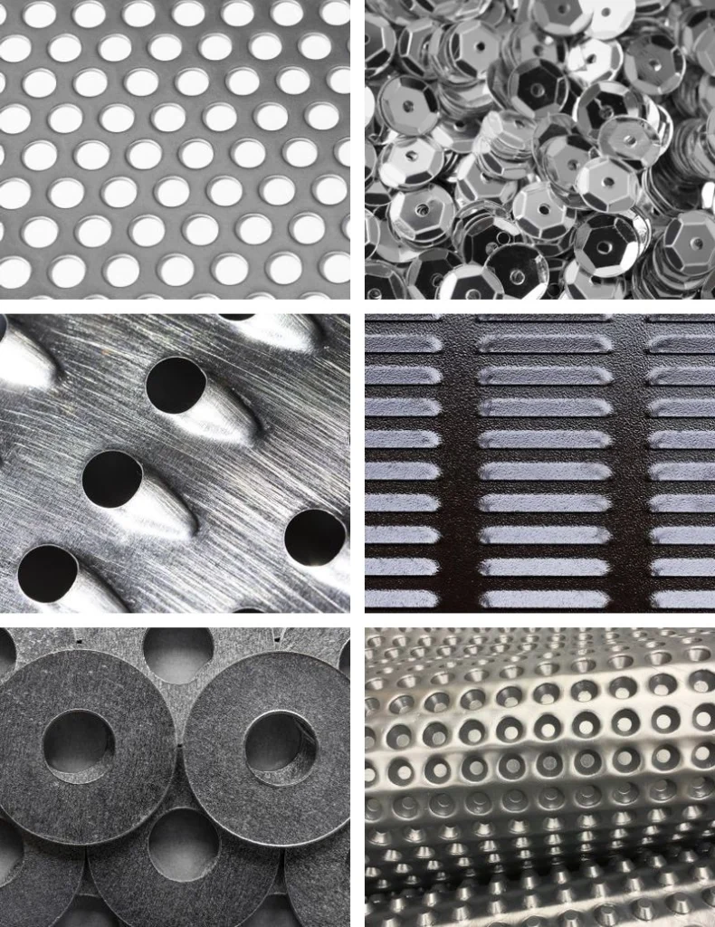 Pressed and perforated metal samples